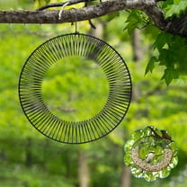 Peanut Wreath Bird Feeder, Rust & Waterproof, Solid Steel Durable Whole Peanut Wild Bird Feeder with Hanging Hook, Outdoor, Green, 11 x 15.4 inch