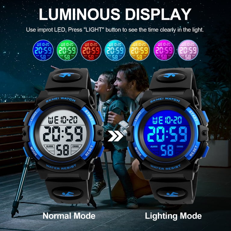 SKMEI Kids Digital Sport Watch 50M Waterproof Blue photo 2