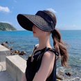thumbnail image 3 of Women's Sun Visor Hats Wide Brim Straw Beach Hat Ponytail Hats for Women Foldable Floppy, 3 of 7