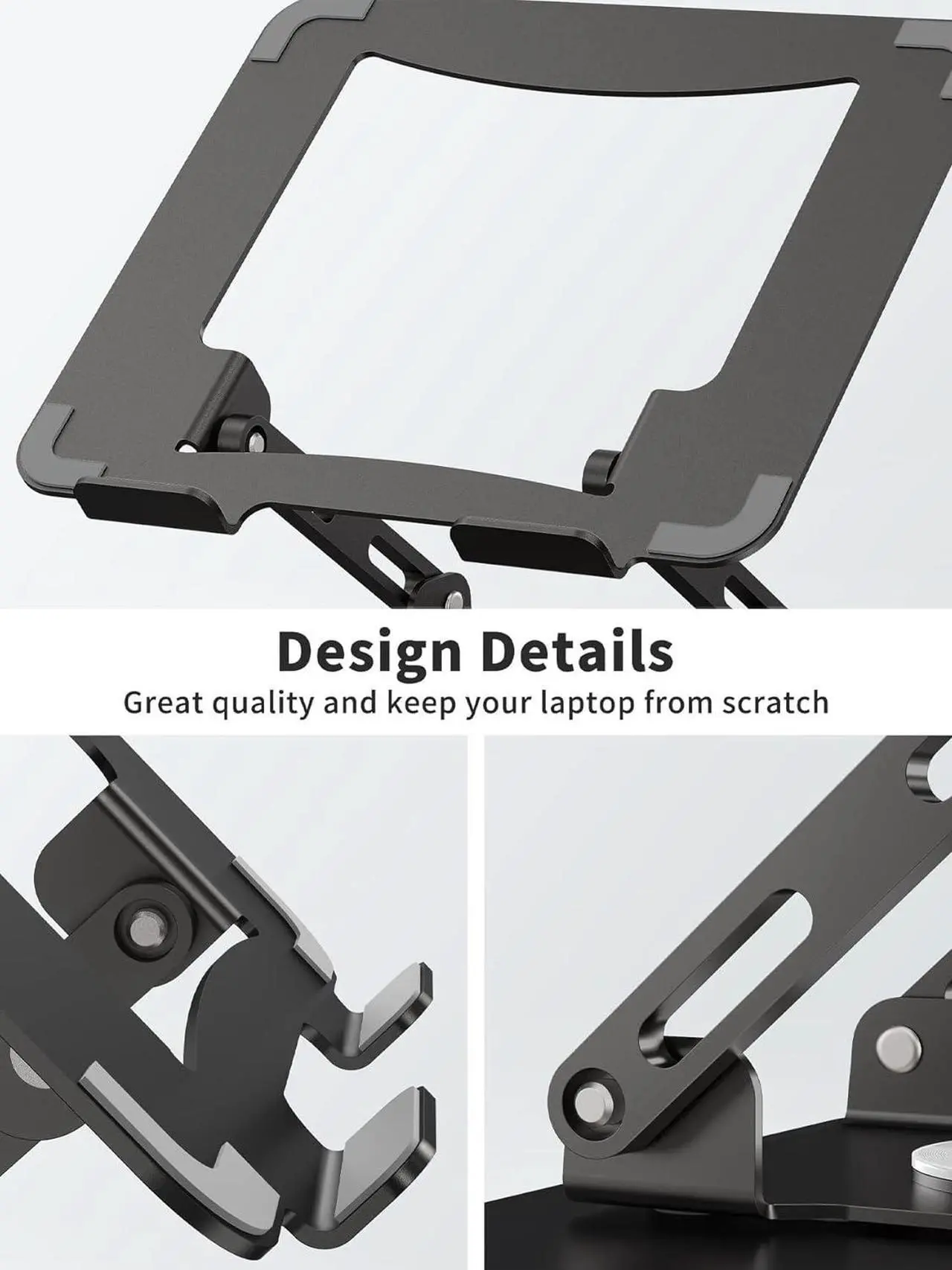 Laptop Stand with 360° Rotating Base, Ergonomic Computer Riser for Desk, Adjutable Height Muti-Angle, Foldable Laptop Mount, Stable Metal Holder Support 10-15.6" Notebook PC