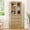 Beige, variant on TopComfy 71" Tall Display Cabinet with Glass Door & 4 Drawers, Mid-Century Modern Buffet Pantry Cupboard and Trophy Display Case for Living Room, Dining Room & Bedroom, Brown