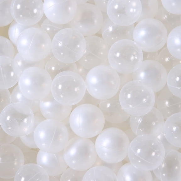 PlayMaty Ball Pool Pit Balls - 2.2inches 100pcs Phthalate&BPA Free Plastic Ocean Pearl White and Transparent Balls for Kids Toddlers and Babys for Playhouse Play Tent Playpen Party Decoration