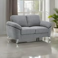 thumbnail image 6 of Nel 64 Inch Loveseat with Soft Gray Linen- Chrome Metal Legs- Solid Wood, 6 of 6