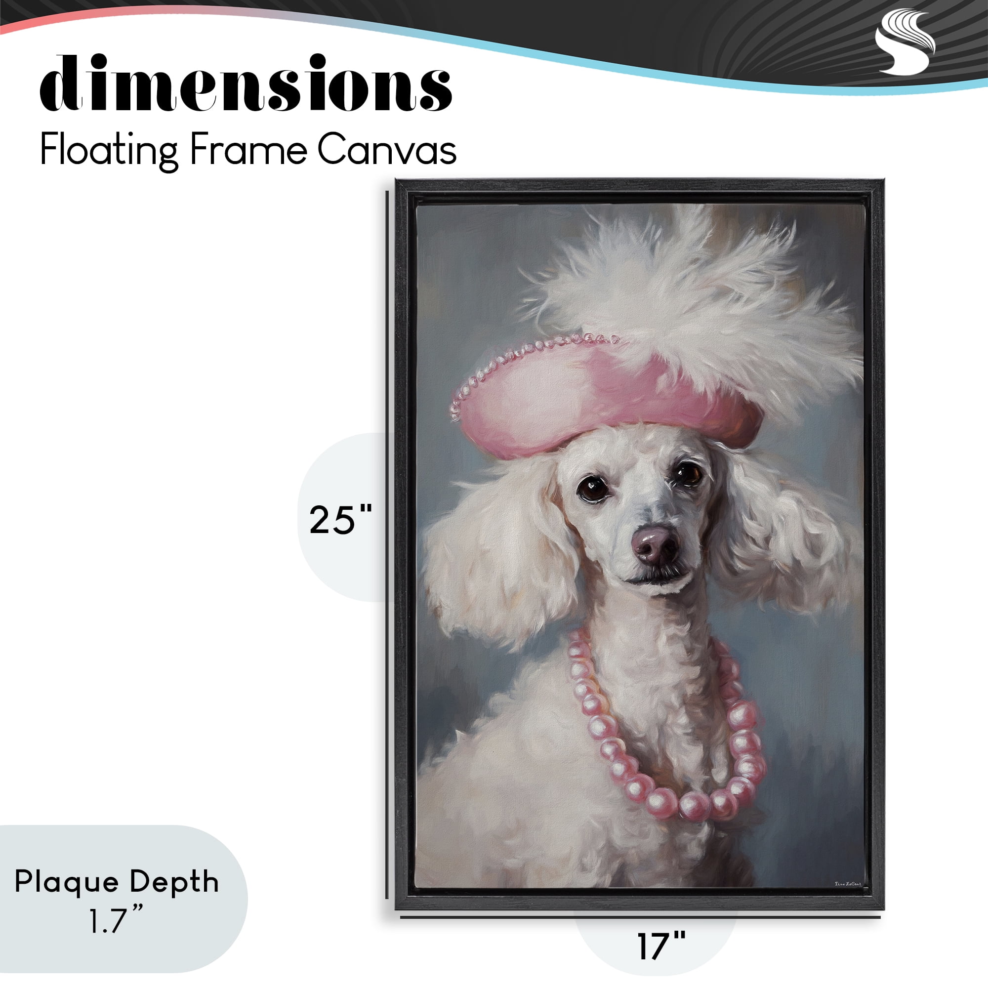 Stupell Industries Beautiful Collette Pup Black Framed Floater Canvas Wall Art, design by Tina LeCour