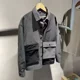 thumbnail image 3 of Camisas para hombre, camisa de hombre negra a rayas, de algodón, de diseñador social, baratas, con estilo, estilo coreano normal y regular, 3 of 5