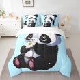 thumbnail image 2 of Erosebridal Cartoon Panda Comforter Set 7 Pcs Cute Giant Panda Duvet Set Full Size Daisy Sheet Set Bed In A Bag Kawaii Animal Quilt Set Blue, 2 of 5