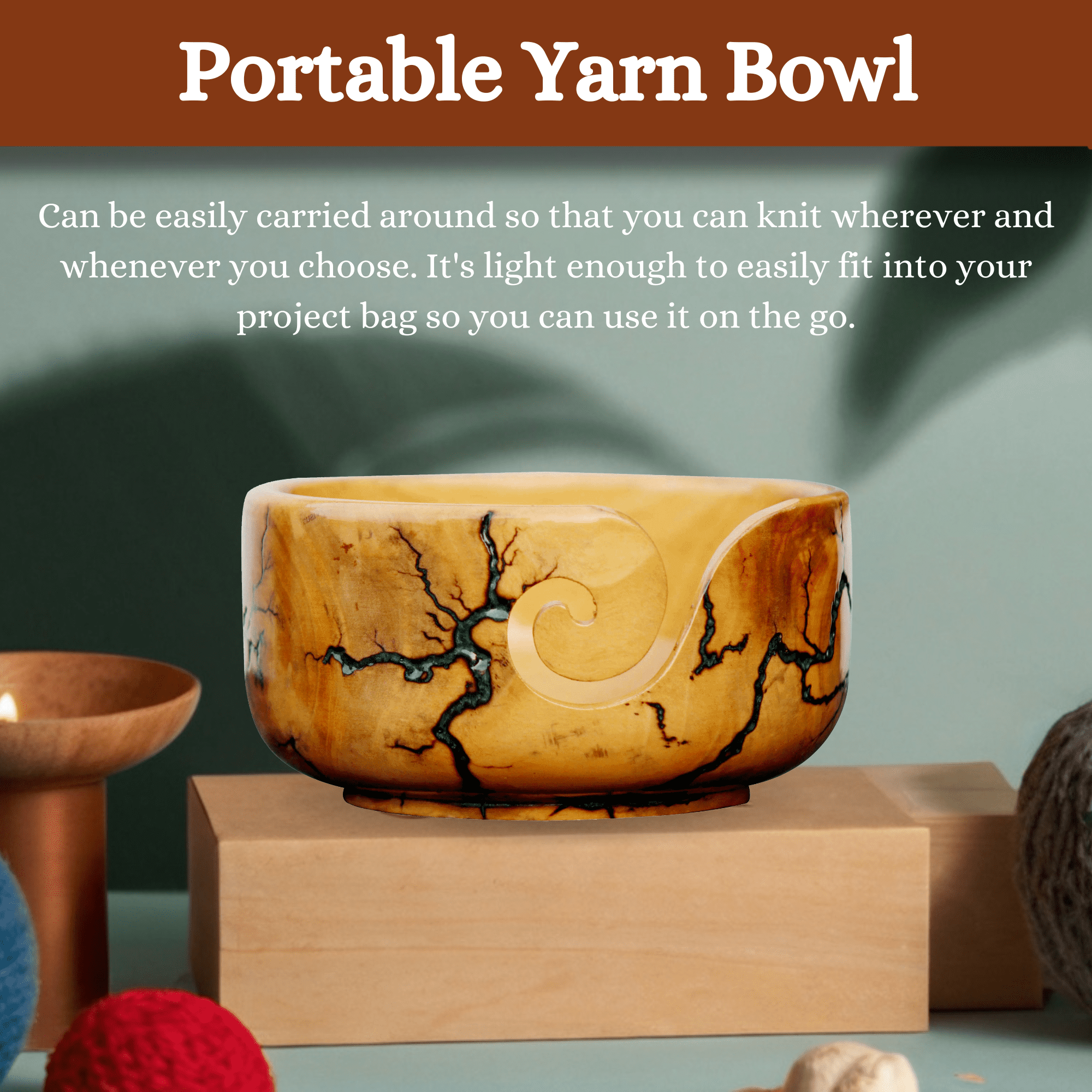 Handmade Wooden Large Yarn Bowl, Perfect Gift for Mother & Grandmother