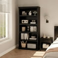 thumbnail image 2 of 5 Tier Farmhouse Bookcase, 67.4" Tall Book Shelf with Storage, Wooden Bookshelves 5 Shelf Display Shelves for Home Office(67.4" H x 31.5" W x 12.8" D) (Black, 67.4" H x 31.5" W x 12.8" D), 2 of 4