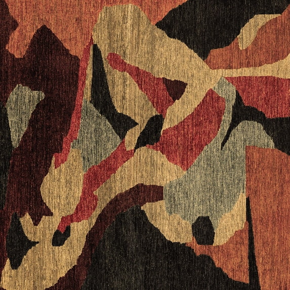 Ahgly Company Indoor Square Oriental Brown Modern Area Rugs, 4' Square