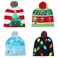 thumbnail image 2 of Gorro de Navidad con luces LED, gorro de punto brillante con colorido y árbol de Navidad, cadena de copo de nieve, regalos de decoración, novedad, 2 of 4