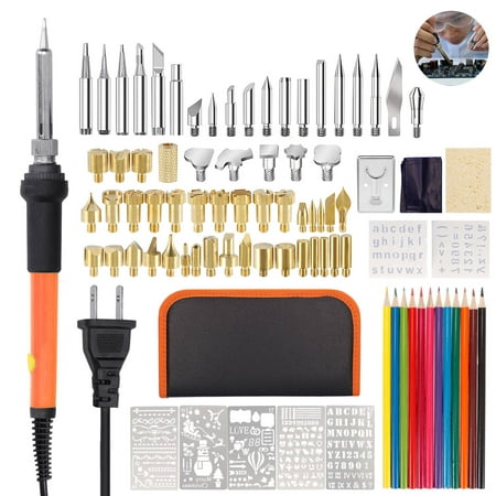 

92pcs Electric Soldering Iron Kit 60W with Adjustable Temperature 59 Soldering Bits Pyrography Tool Set for Woodworking Engraving Carving Burning