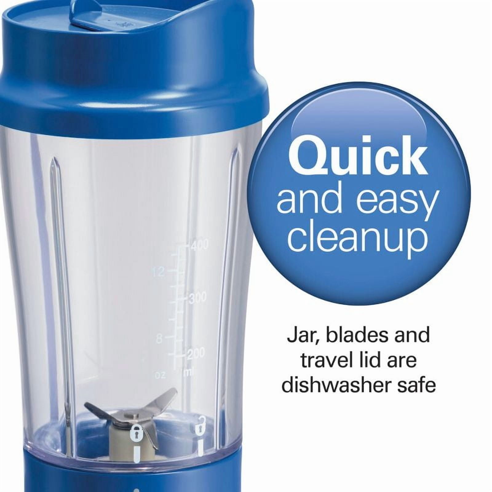One Speed Single-Serve Blender - Portable Personal Smoothie Blender with Travel Lid & Stainless Steel Blades