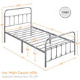 thumbnail image 6 of Yaheetech Classic Metal Platform Bed Frame with Headboard and Footboard,Twin Size,Silver, 6 of 7
