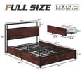 thumbnail image 4 of Fluest Full Bed Frame with 2-Tier Storage Headboard, USB Port and LED Light, 4 Storage Drawers, Rustic Brown, 4 of 7