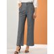 thumbnail image 2 of Pantalones Largos de pierna recta Allegra K Tartán a cuadros casuales Cintura Alta Mujer Azul oscuro M, 2 of 6
