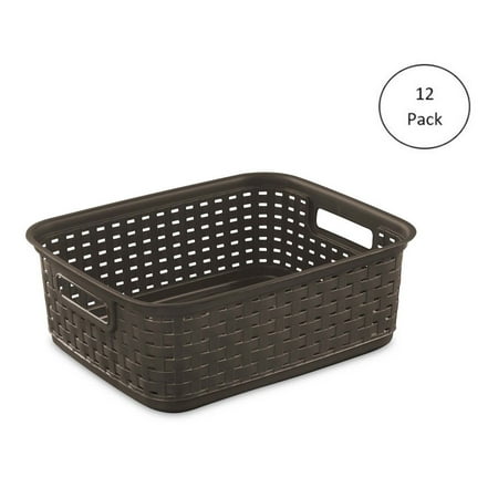 - Sterilite Decorative Wicker-Style Weave Basket, Espresso | 12726P06 (12 Pack)