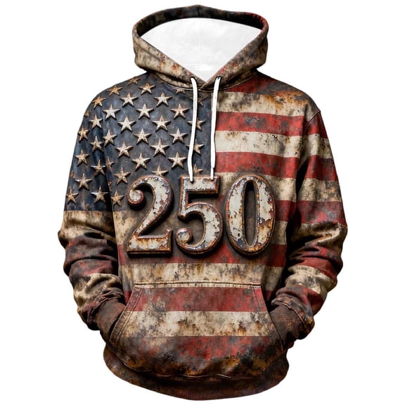 Men's American 250Th Anniversary Hoodies Knit USA 250Th Anniversary Shirt American Patriotic Flag Sweatshirts #14