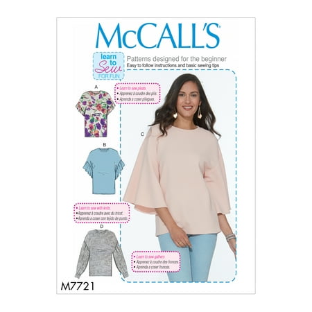 McCall's Sewing Pattern Misses' Tops-XS-S-M-L-XL