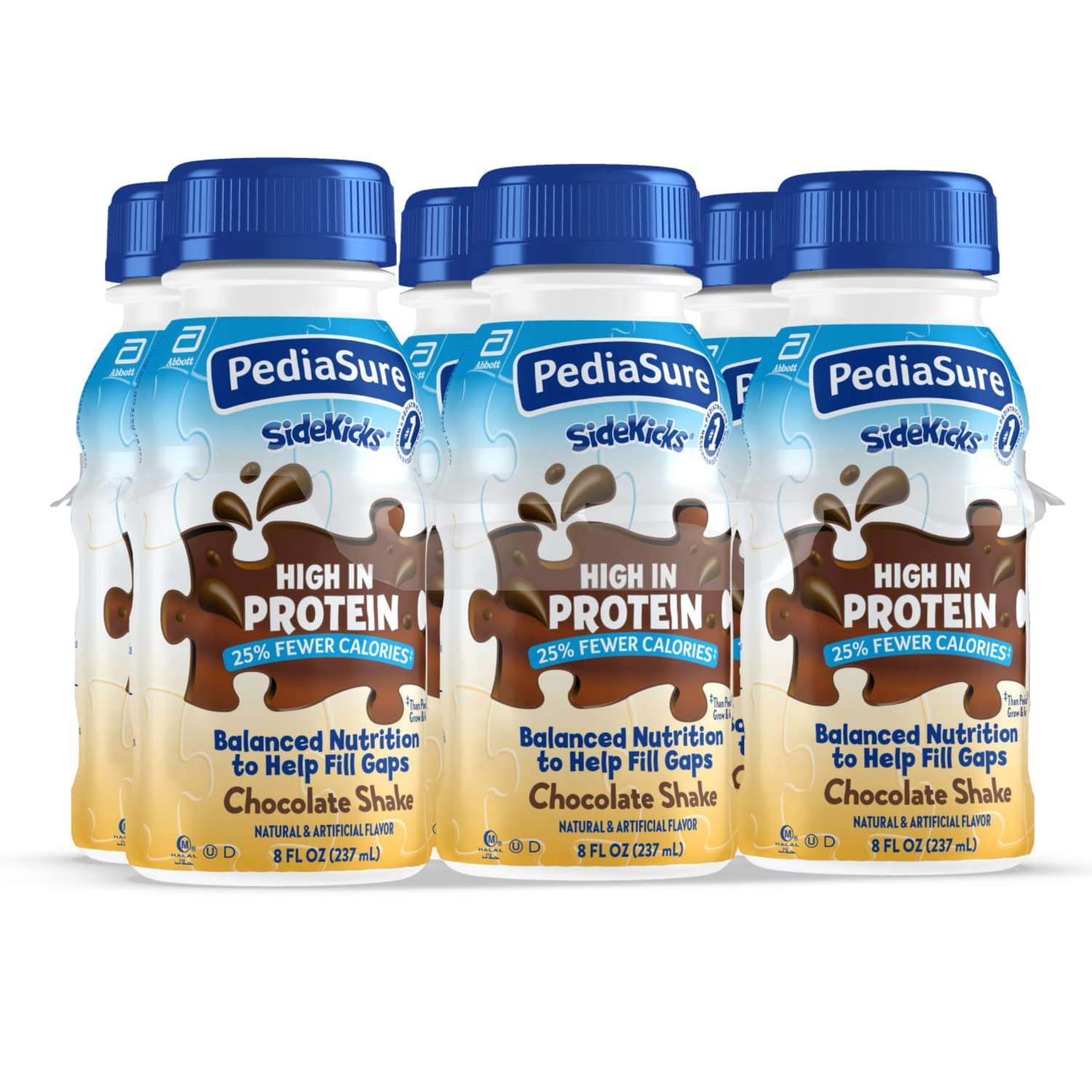 PediaSure SideKicks, Kids Protein Shake, Chocolate, 8-fl-oz Bottle, Pack of 6