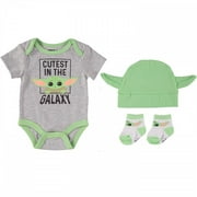 Star Wars The Mandalorian Grogu 3-Piece Bodysuit Set-0-6 Months