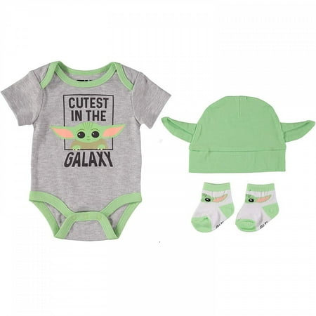 Star Wars The Mandalorian Grogu 3-Piece Bodysuit Set-0-6 Months