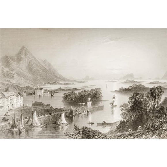Posterazzi DPI1860305LARGE Clew Bay From West Port County Mayo Ireland Drawn by Whbartlett Engraved by R Wallis From the Scenery & Antiq Poster Print, 34 x 22