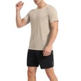 thumbnail image 3 of hotojiny Mens Summer Track Suits 2 Piece Shorts Sets Fashion Short Sleeve Top Loose Fit Shorts Workout Sweatsuit Outfits(Khaki,Medium), 3 of 6