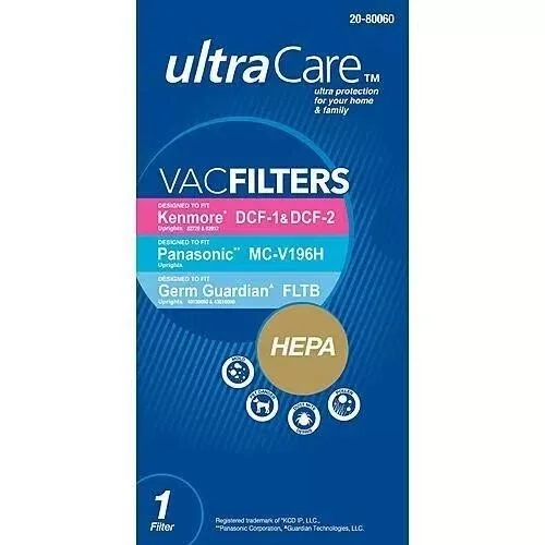 Ultra Care Hepa Vacuum Filter, 80060, Kenmore, Panasonic, Germ Guardian, Uc68852