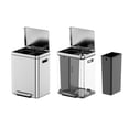 thumbnail image 2 of Dual Compartment Stainless Steel Trash Can – 40L (2x20L) Step-On Indoor Recycling Bin, Removable Buckets, Fingerprint-Proof Lid, Rectangular Waste Container Silver – 20L*2 37.60*42.80*57.70cm, 2 of 8