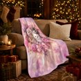 thumbnail image 3 of Romantic Peony Kitten Floral Digital Print, Cozy Pet Portrait Pattern, Warm Flannel Blanket for Living Room and Bedroom, Cat Lovers Valentine's Day Gift, Pet Lover Home Decor, 3 of 9