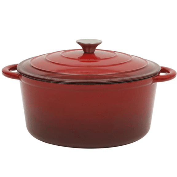 7 Qt Enameled Cast Iron Dutch Oven Pot with Lid – Round, Oven Safe to 500°F, Ideal for Bread Baking & Stews - Gradient Red