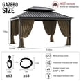 thumbnail image 2 of Pakunoda 11.5' X 6.5' Gazebo Universal Replacement Privacy 4-Panel Curtains, Waterproof Outdoor Curtains Sand Sidewall with Zipper for Patio Garden Backyard 10' X 13' Gazebo, Curtain Only, 2 of 8