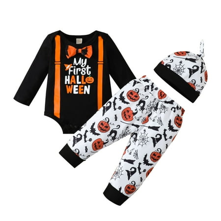 

nsendm Outfits for Teens Infant Boys Girls Halloween Long Sleeve Romper Bodysuits Baby Girl Summer Clothes 3-6 Months Black 12-18 Months