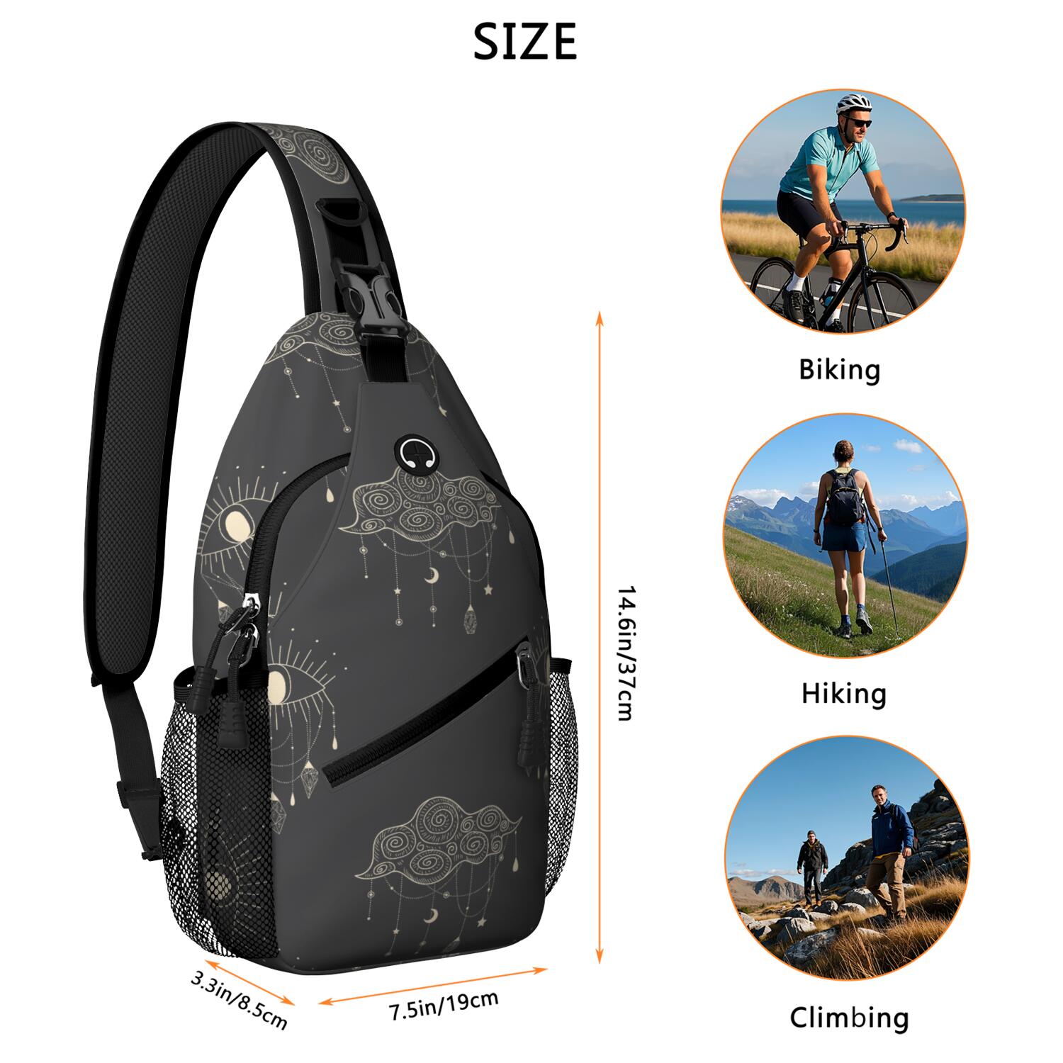 Bohemian style crossbody bag/backpack. Lots of pockets/niches 4 storage! Secure! Backpack for Women, Boho Crossbody Sling Bags for Women with  main image 4