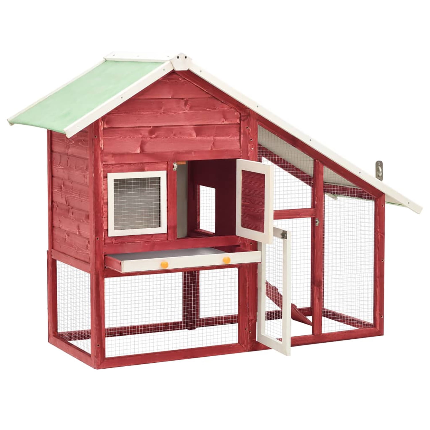 Pefilos 55" Wooden Chicken Coop for Indoor, Rabbit Hutch for Outdoor, Bunny Cage Hen House with Run, Guinea Pig Hutch Removable Tray, Red Pefilos 55" Wooden Chicken Coop for Indoor, Rabbit Hutch for Outdoor, Bunny Cage Hen House with Run, Guinea Pig Hutch Removable Tray, Red
