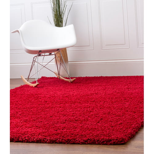 Super Area Rugs Cozy Plush Solid Red, Area Rugs Red