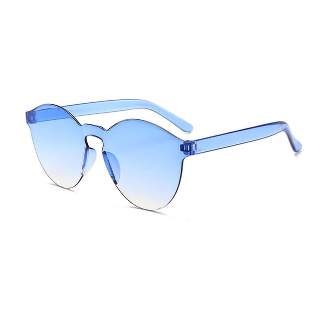 "Trendy UV400 Oval Sunglasses - Rimless Polycarbonate Frame in Classic Black"