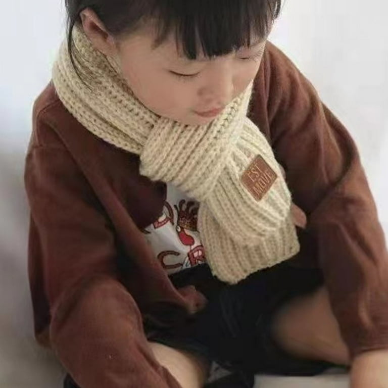 Kids Knitted Scarf Fashion Solid Color Lightweight Soft Wrap Neck