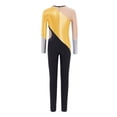thumbnail image 5 of vastwit Girls Kids Metallic Bodysuit Color Block Gymnastics Leotard Figure Skating Jumpsuit Full Body Dance Unitard Gold 8, 5 of 6
