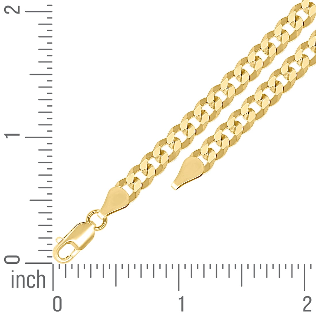 925 Sterling Silver Solid Super Flat Comfort Curb Chain Yellow 5.2mm Anklet 9 Inch Anklet for Women and Men