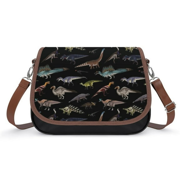 Dinosaurs Graphic Vintage Crossbody Bag for Women Medium Leather Hobo Bags Shoulder Bag Classic City Leather Satchels
