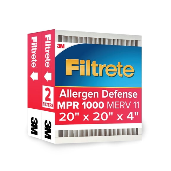 Filtrete 20x20x4 HVAC Furnace Air Filter, MPR 1000 MERV 11, Allergens & Pet Dander, 2 Pack