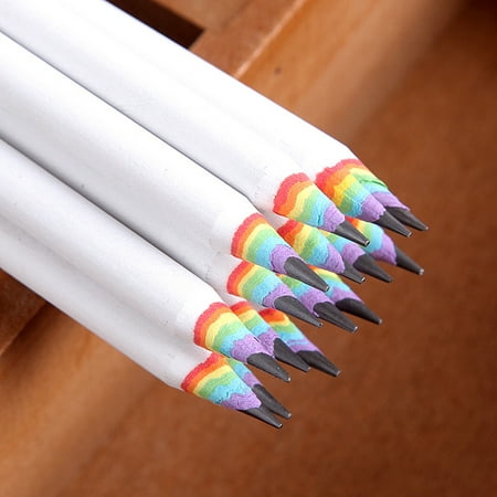 Single Unit Pack Pencils, Wood-Cased Graphite #2 HB Soft, Pre-Sharpened, Rainbow Paper,