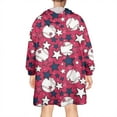 thumbnail image 2 of Red Baseballs and Stars Pattern Wearable Oversized Blanket,Wearable Blanket Hoodie for Adults,Cozy Hooded Blankets with Super Pockets,Super Warm Fuzzy Pullover for Women & Men, 2 of 6