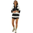 thumbnail image 2 of Women Striped Workout Set Two Piece Outfit Tracksuit Oversized Lounge Set Top and Shorts Sets with Pockets Black L, 2 of 9