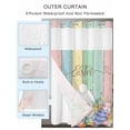 thumbnail image 4 of No Hook Shower Curtain with Snap-in Liner, Easter Waterproof Fabric Bathroom Curtains, Spring Rabbit Ears Foot Eggs Floral Wooden Grain Bath Curtains & Mesh Top Window Standard 72"x72", 4 of 9