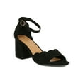thumbnail image 1 of Women Faux Suede Scallop Edge Open Toe Low Chunky Heel Sandal 18883, 1 of 6