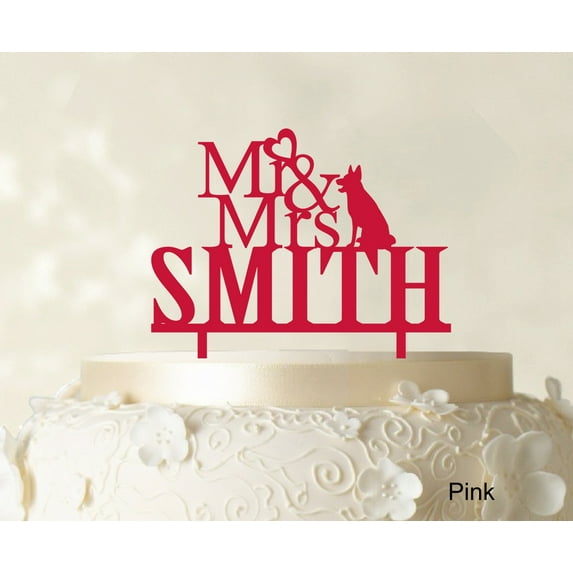 "Mr & Mrs Wedding Cake Topper Custom Pink Cake Topper Color Option Available 5""-7"" Inches Wide"