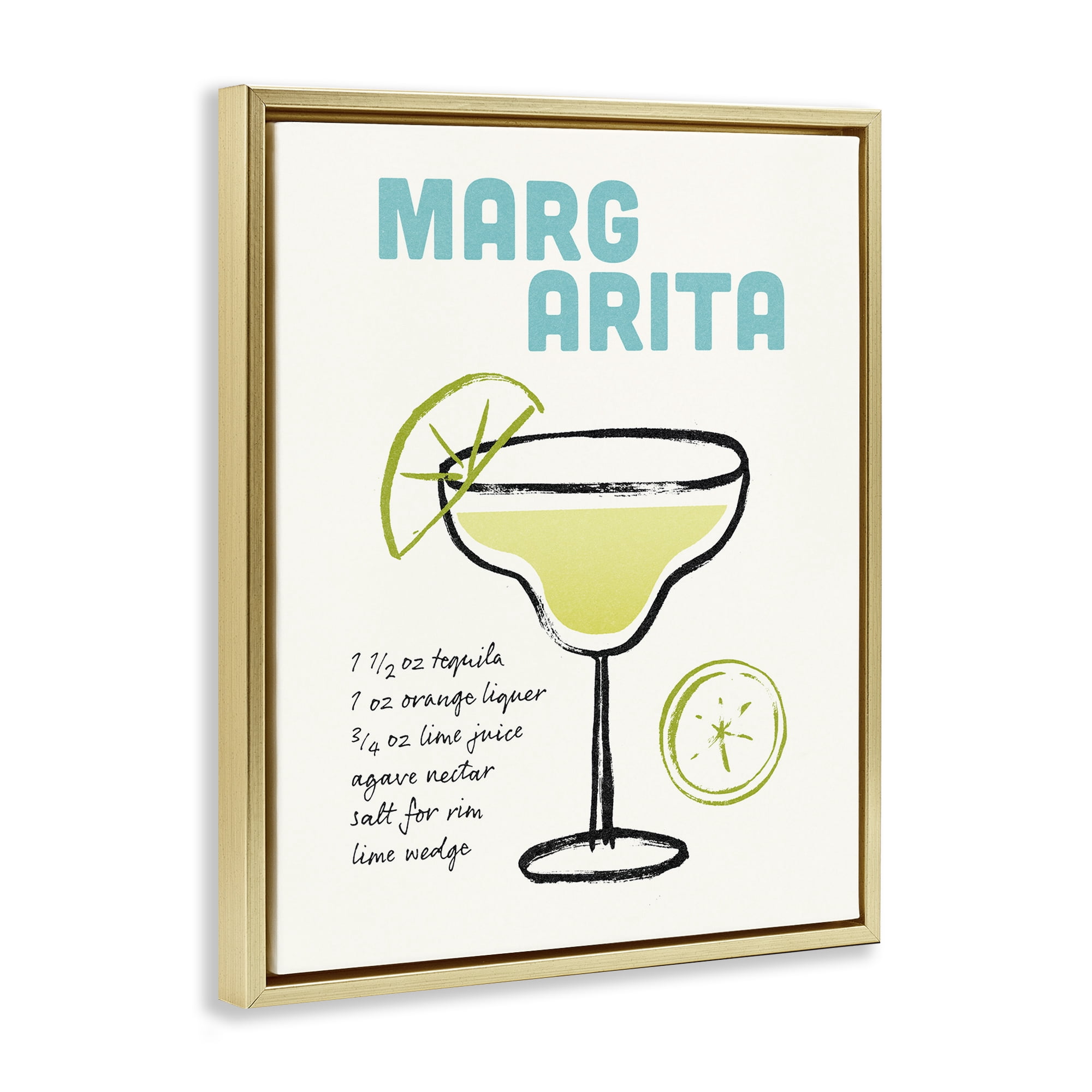Stupell Industries Margarita Drink Recipe Food & Beverage Painting Gold Floater Framed Art Print Wall Art, 17 x 21