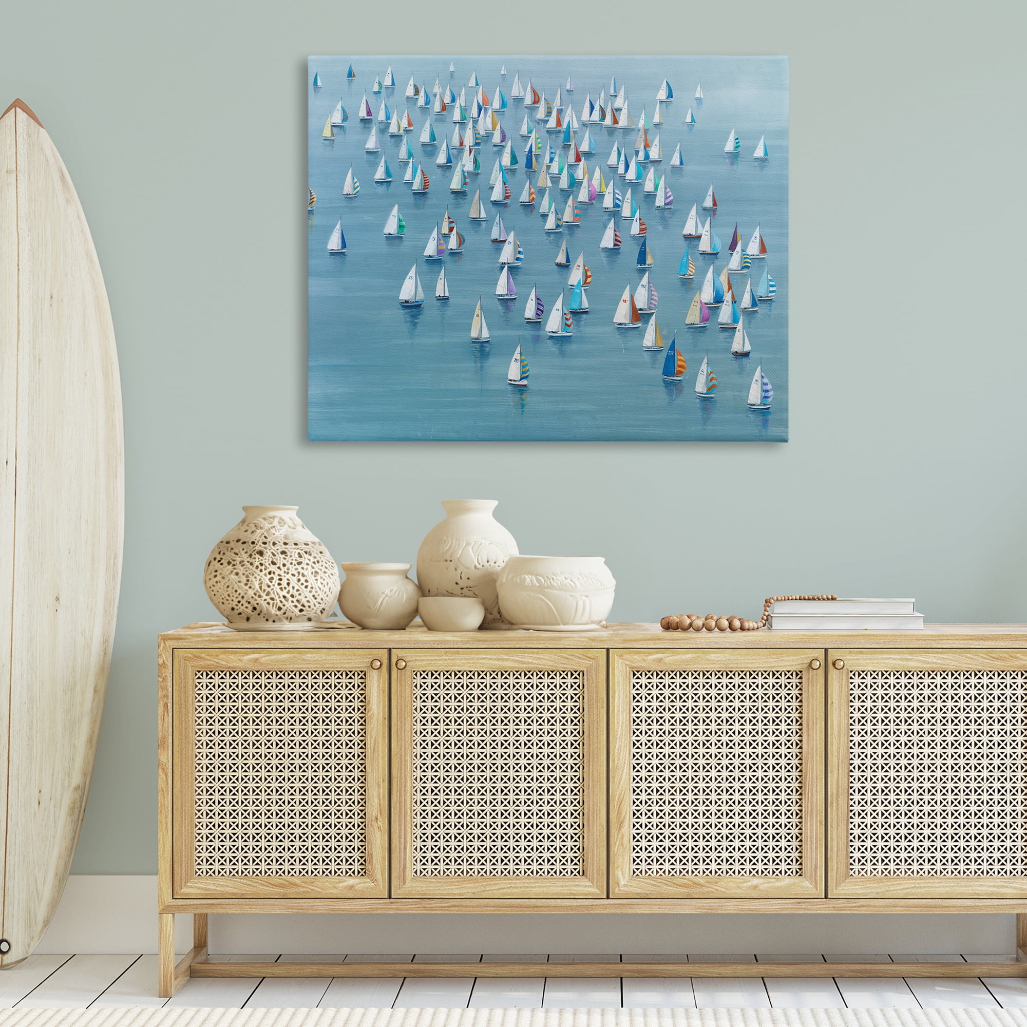 Stupell Industries Gathering Of Sails Transportation Painting Gallery Wrapped Canvas Art Print Wall Art, 48 x 36